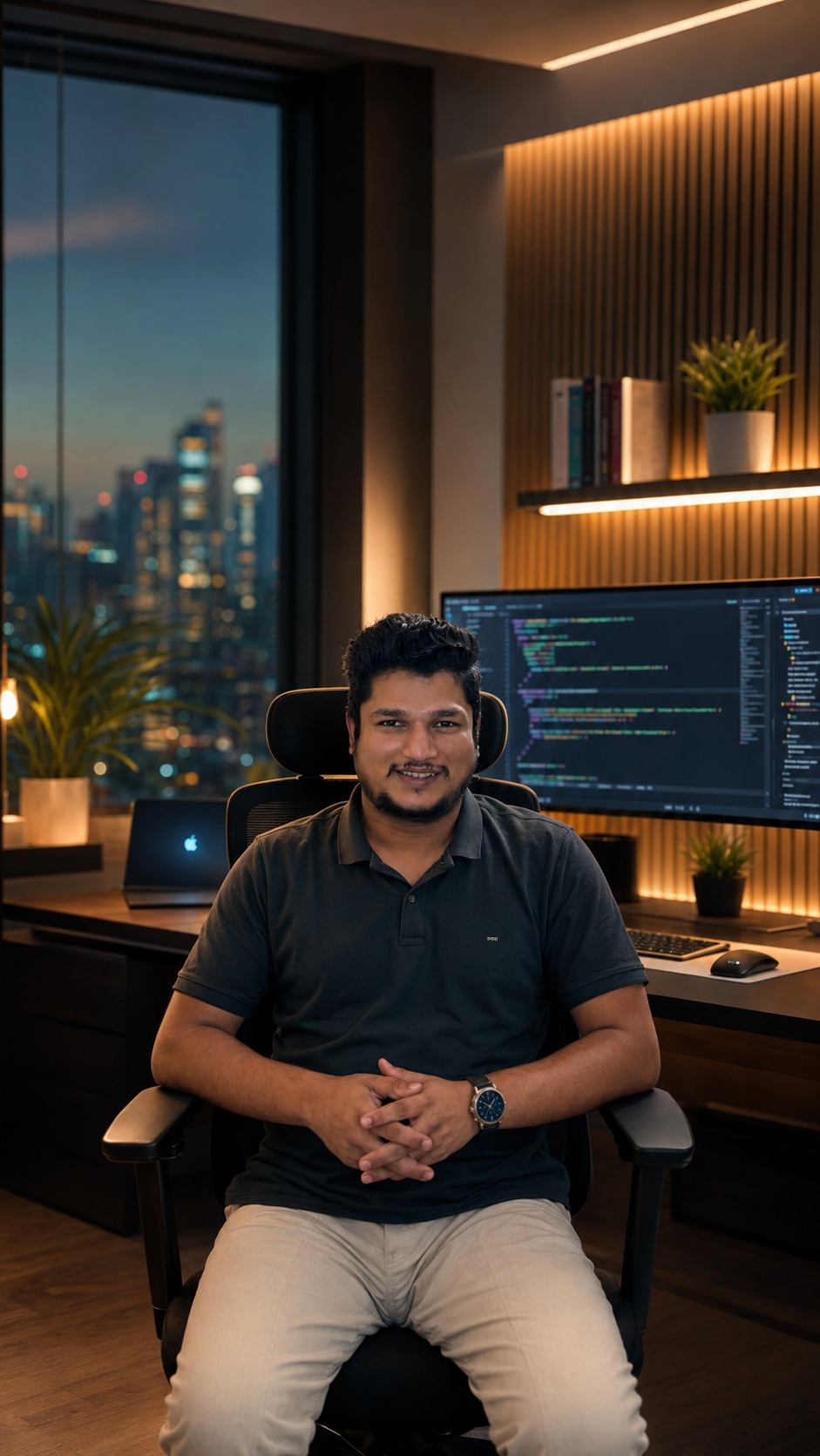 Developer desk with city view