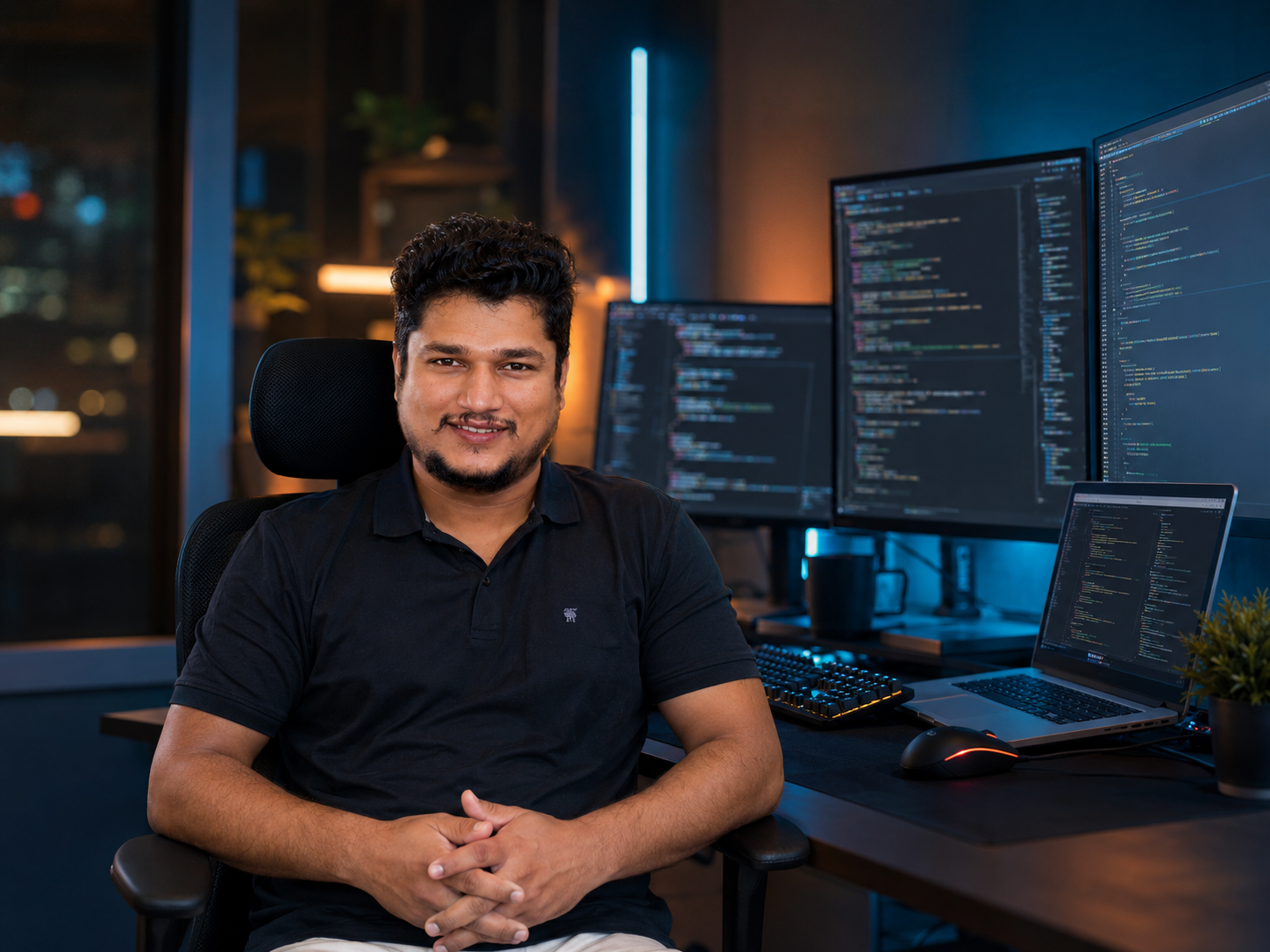Coding workstation with multiple monitors